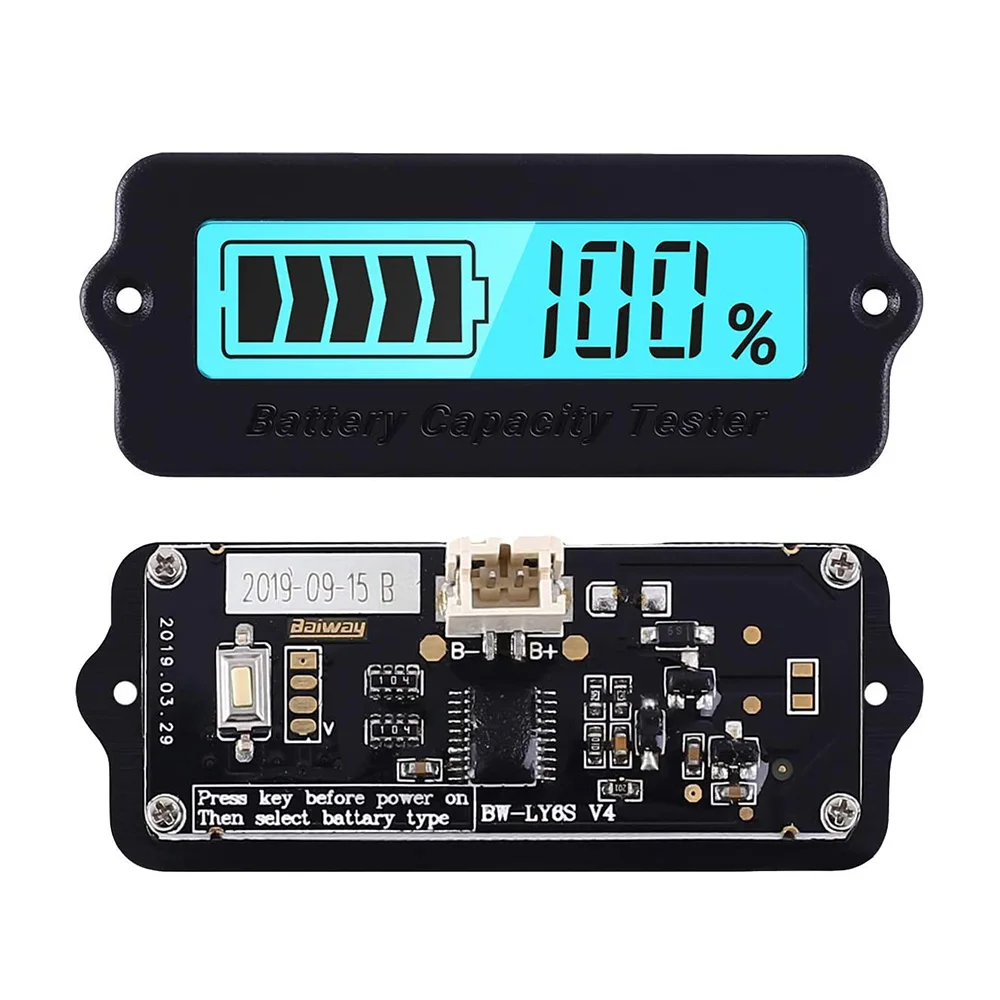 Blue Green 12V 24V 36V LY6W Lead Acid Battery Capacity Indicator LCD Percentage Display Lithium Battery Monitor Tester Voltmeter