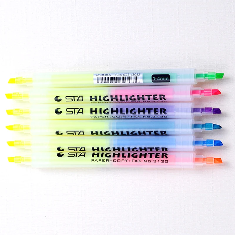 

Набор флуоресцентных двусторонних маркеров для письма, 6 цветов