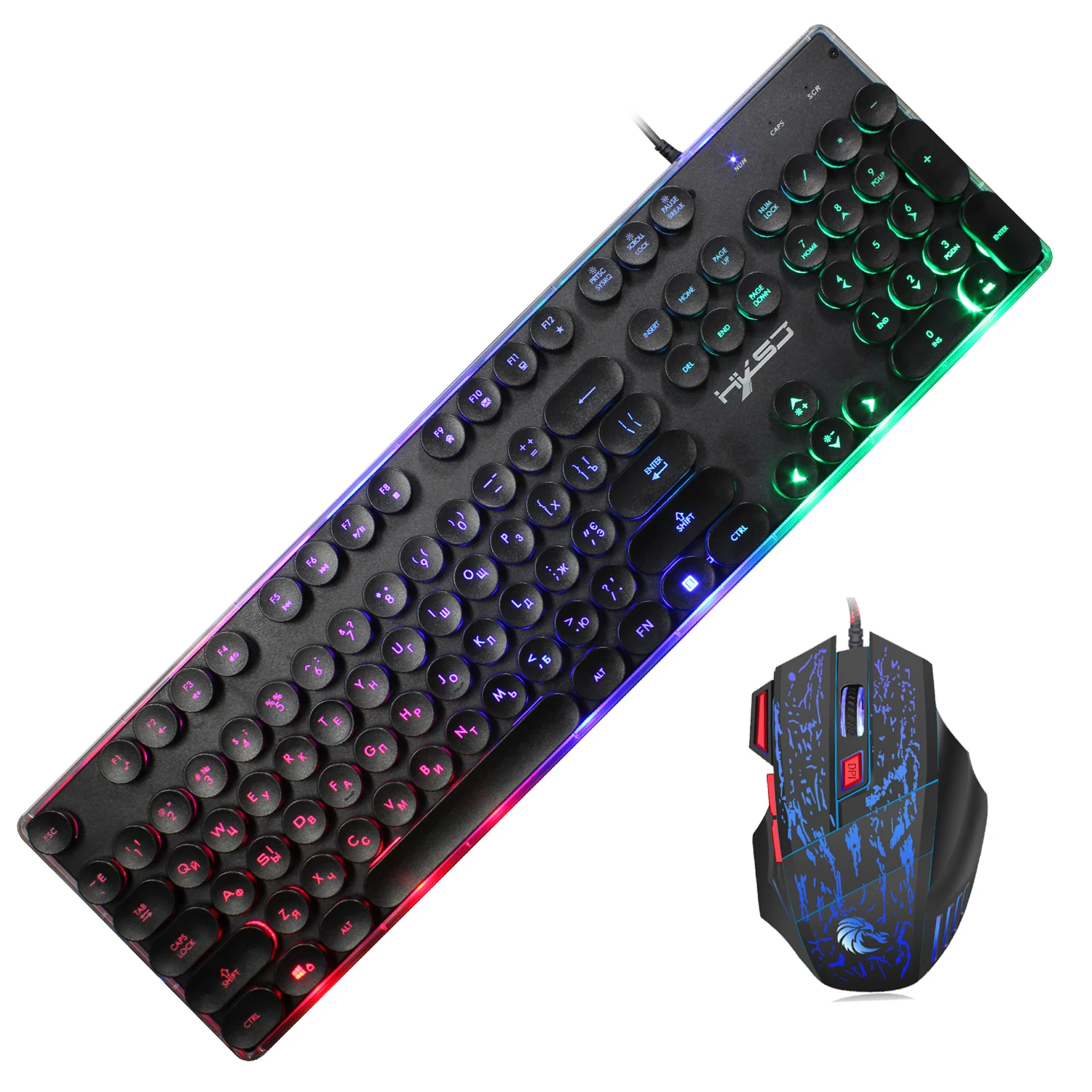 

Gaming Keyboard Mouse Combo USB Wired Luminous Keybord Gamer Kit Waterproof MultiMedia LED RGB Backlit Keyboard And Mouse For PC