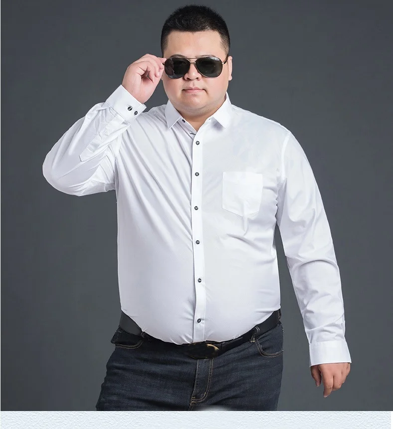 FAISIENS Высококачественная Мужская рубашка с длинным рукавом 10XL 12XL 14XL розовый синий 6XL 7XL 8XL формальная повседневная мужская рубашка большого размера 54 60