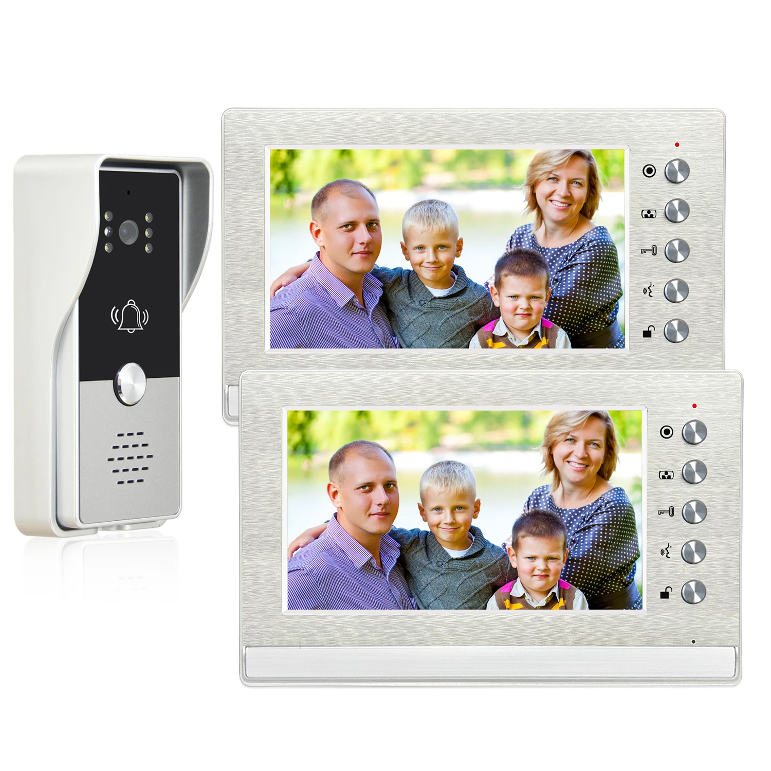 Wired Video Intercom System Video Entry Door Phone 2-Monitor Video Doorbell Door Phone support Unlock for Home Villa Apartment