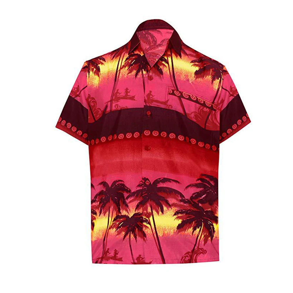 2021 New Hawaiian Shirt Man Summer Short Sleeved Loose Cardigan Shirts Button Top Beach Casual Holiday Streetwear Men Clothing