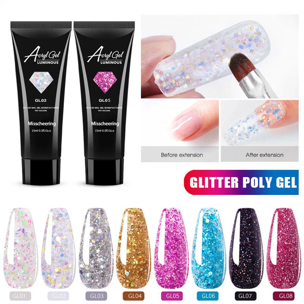 

Gel Polish Kit Fluorescence Nail Art Extension Glue Set Crystal UV Phototherapy Glue Quick Nail Tools Sets with UV/LED Lamp