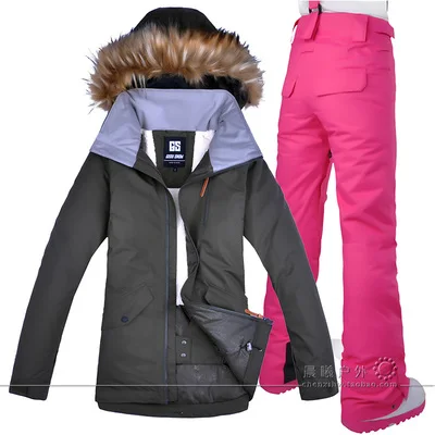 Зимний женский лыжный костюм GSOU куртка для сноуборда штаны ветрозащитный