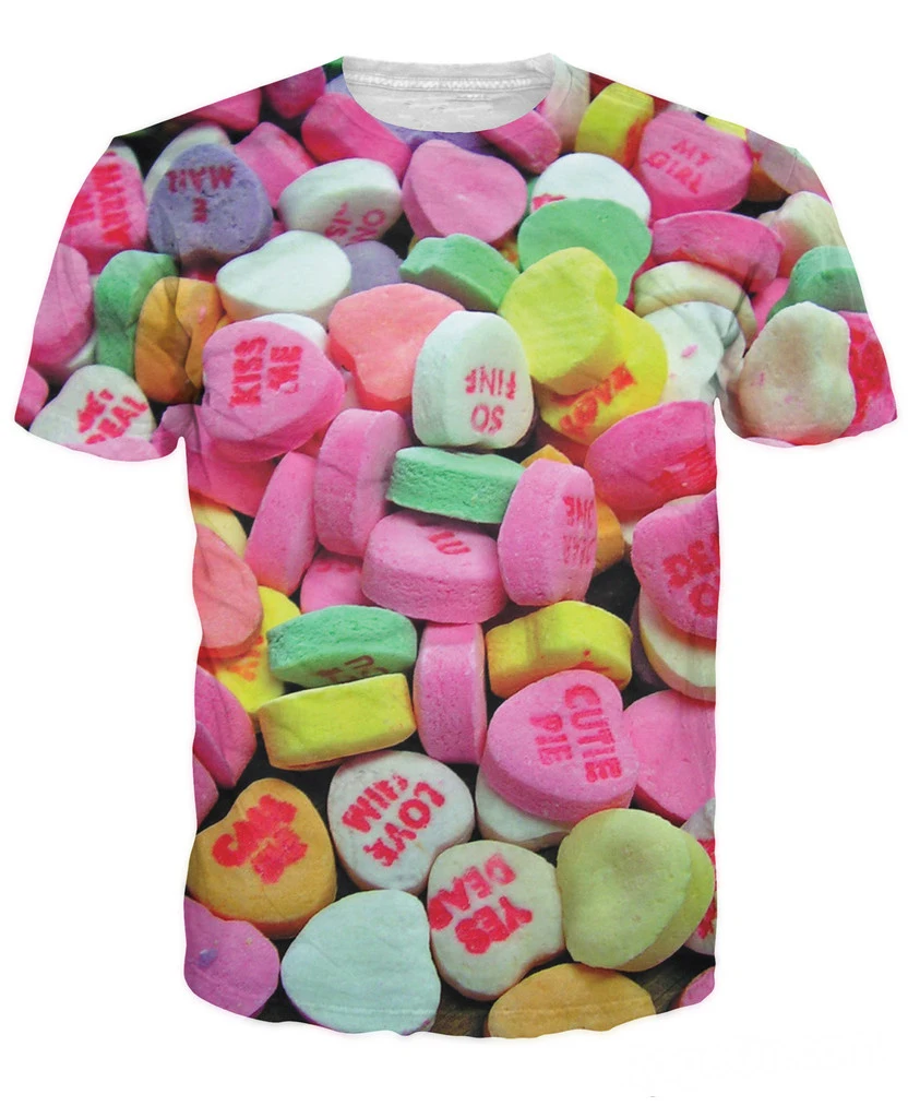

2020 New Arrive Candy Hearts 3d Printed T-Shirt Valentines Day Sexy Fashion Casual Tshirt For Women Men Unisex Free Shipping