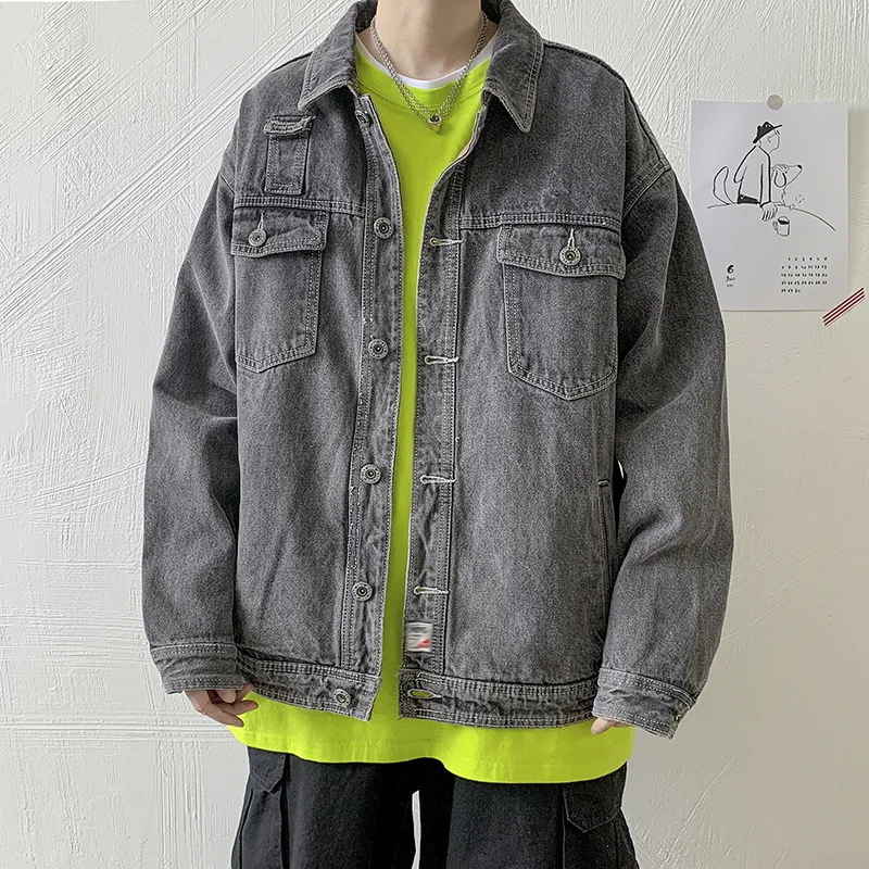 

Куртка мужская джинсовая свободного покроя, Повседневный Кардиган из денима, артистичная куртка для молодых студентов, весна 2021