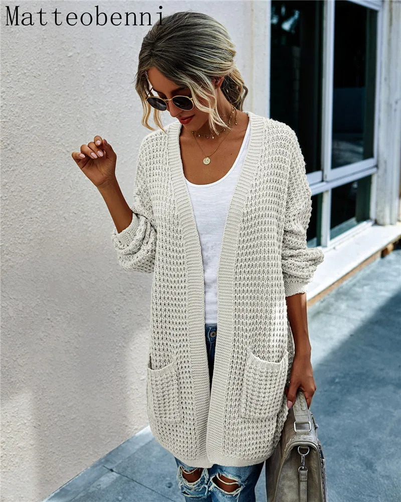 Fashion Cardigans Autumn Winter Womens Sweaters 2020 Knitting Sweater Long Cardigan Color Contrast Coat Female Knitted |