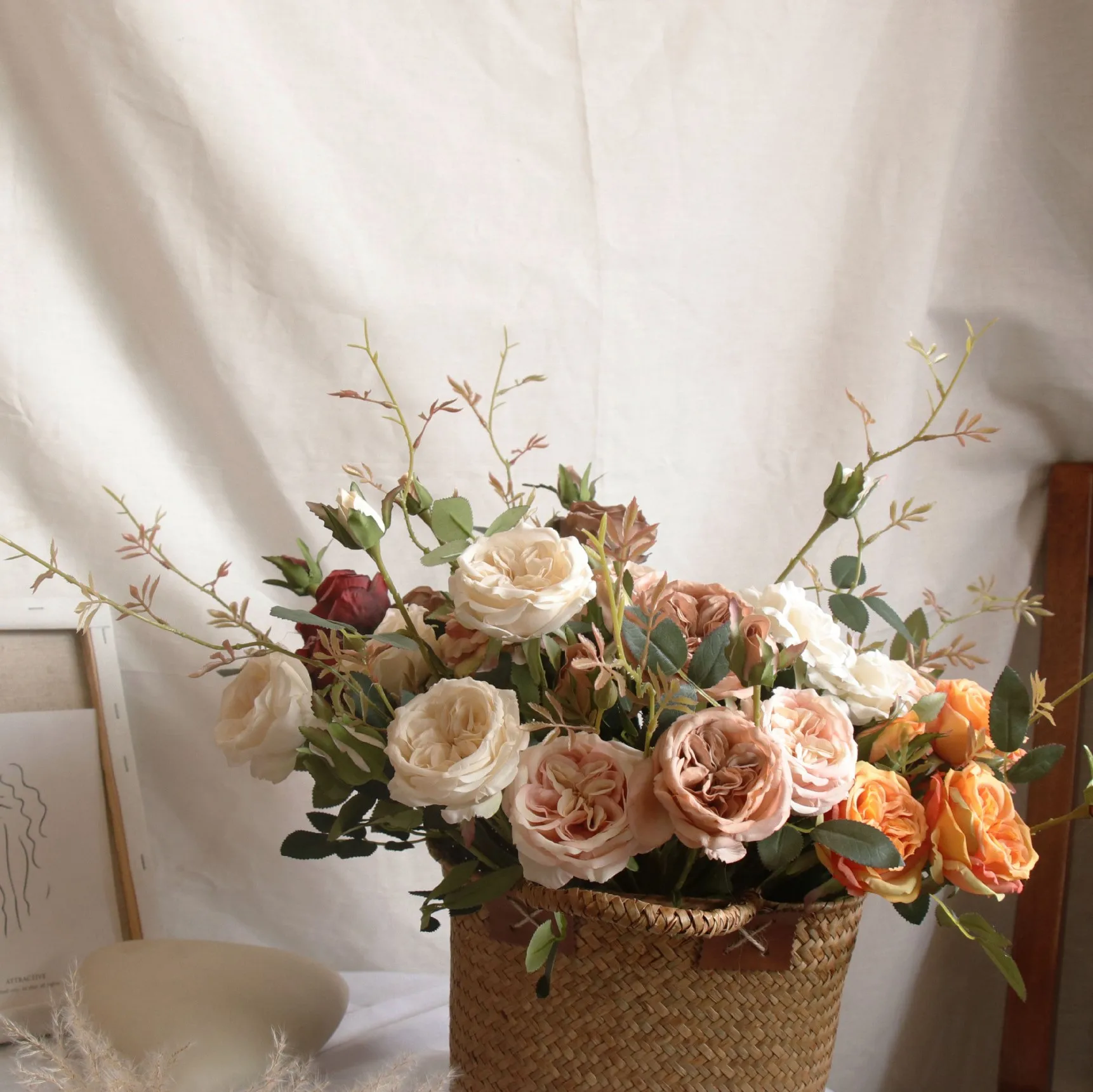 Винтажные садовые розы украшение стола шелковые цветы Цветочная композиция