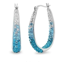 popular double color rhinestone crystal round big circle hoop earrings for women party wedding engagement jewelry