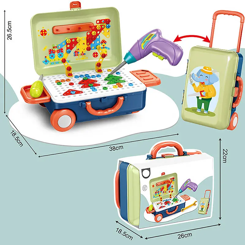 

Kids Drill Toy Electric Drilling Screw Set 3D Mosaic Puzzle Toys Child Building Bricks Toys Kids DIY Educational Disassembly Toy