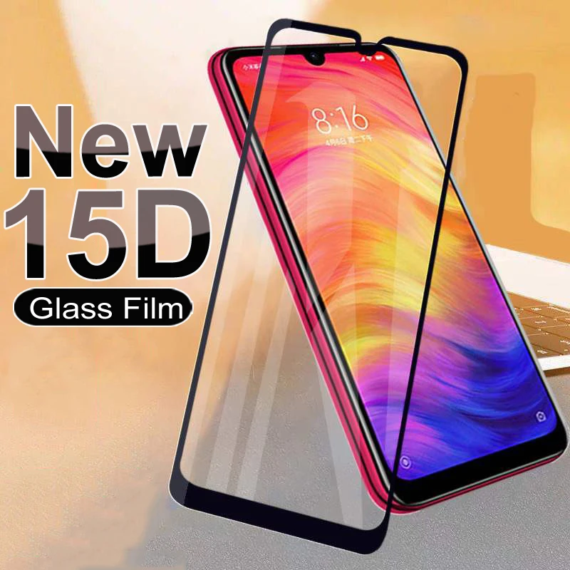 

15D Protective Glass For Xiaomi Redmi 7 7A 8 8A 9 9A Tempered Screen Protector Redmi Note 7 8 8T 9S 9 Pro Full Cover Glass Film