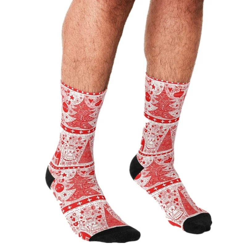 Забавные мужские носки 2021 счастливые в скандинавском стиле с рождественским
