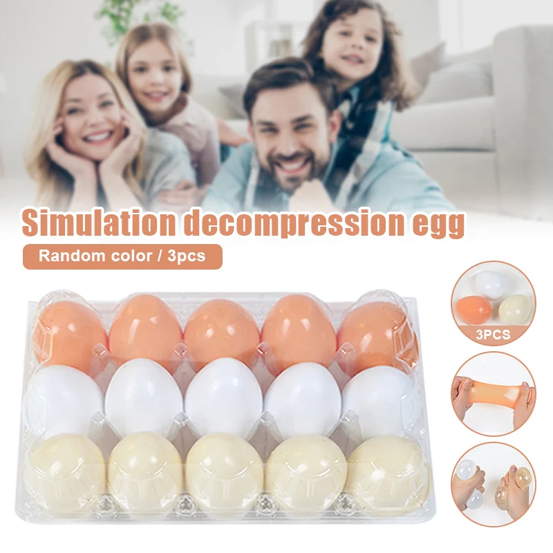 

3pcs Kids Decompression Water Ball Toys Imitation Egg Shaped House Kitchen Food Toys for Children Babies M09