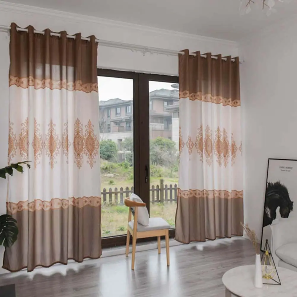 

European Style Wood Grain Shading Window Curtain for Home Living Room Bed Room Decoration Home Textile