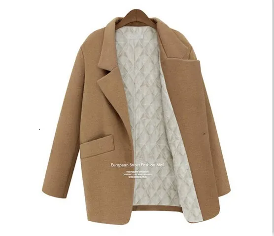 Manteau femme Европейский Осень Зима Женское негабаритное стеганое шерстяное пальто простая Верхняя одежда casaco feminino пальто