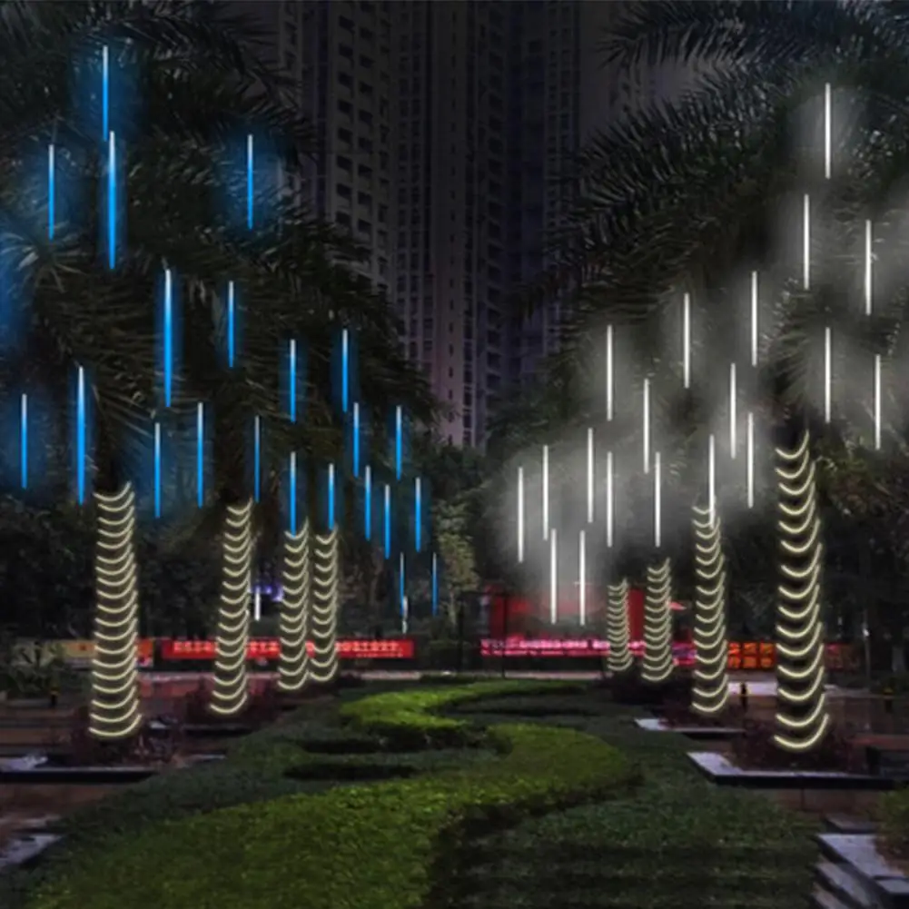 Водонепроницаемая светодиодная гирлянда метеоритный дождь 30 см 8 трубок для