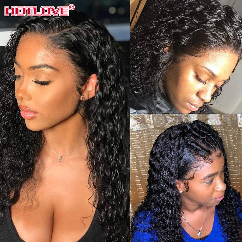 Deep Wave 13x4 Lace Front Human Hair Wigs For Black Women Brazilian Water Wave 30 Inch Pre Plucked Brazilian Lace Frontal Wig