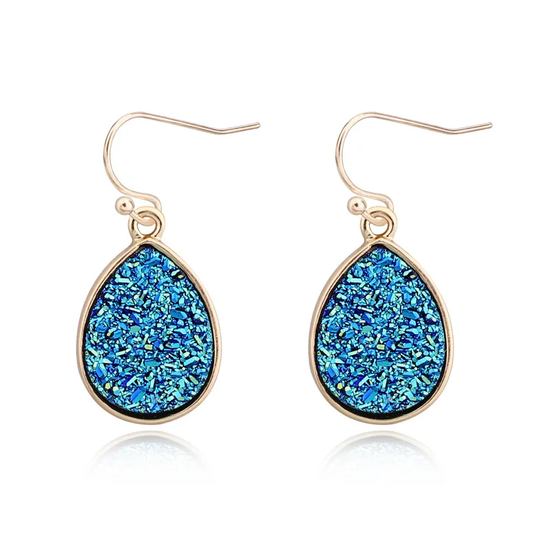 Водопада красочные Druzy Drusy Серьги Мини Смола Мода известный бренд дизайнер