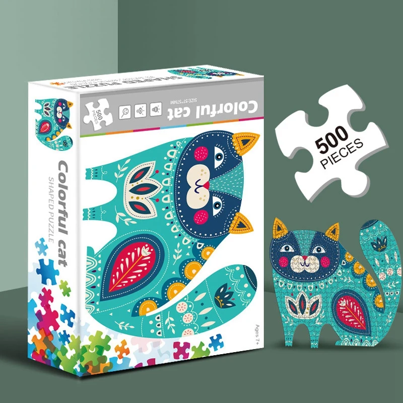 

Puzzle Toy Each Piece Is Cartoon Animal Irregular Jigsaw for Adults Kids Educational Birthday Toys Gifts Colorful