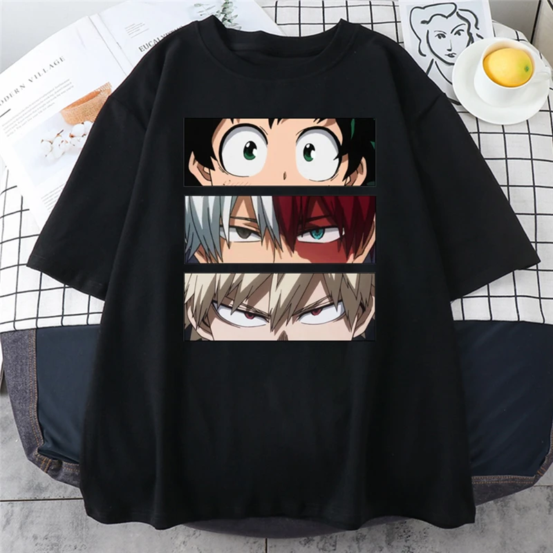 

My Hero Academia Cute Anime Black T Shirt Women Casual Harajuku Tee Oversize Female T-Shirt Summer Woman Japanese Anime Clothes