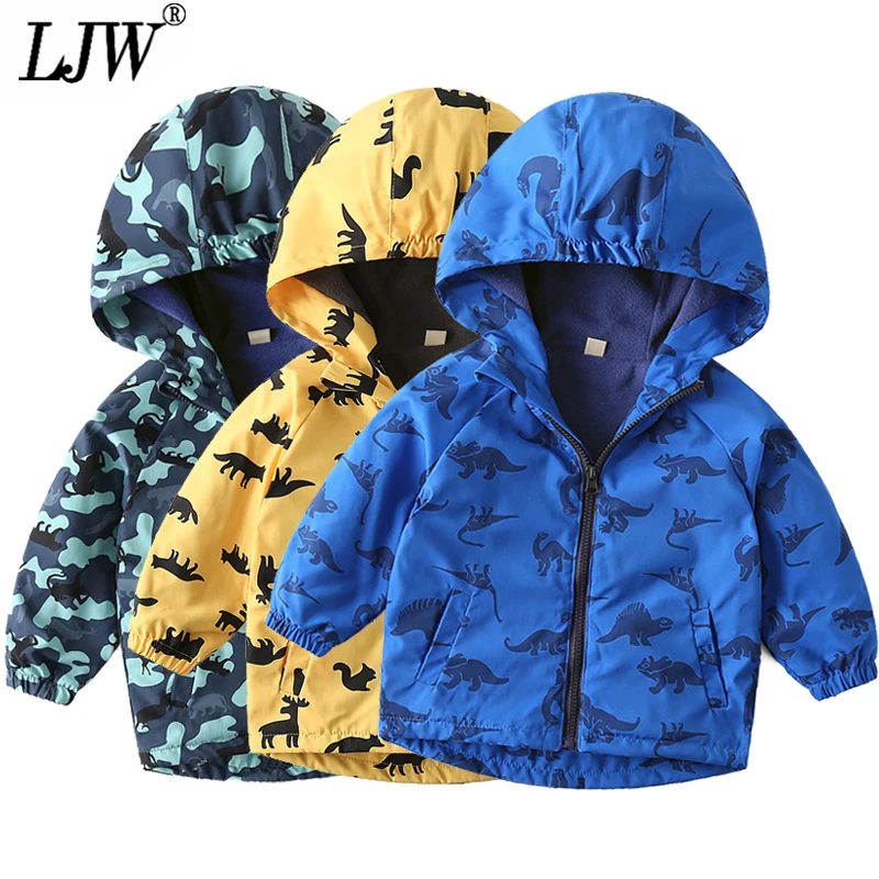 Осенне-зимняя камуфляжная ветровка для мальчиков с мультяшным принтом бархатная