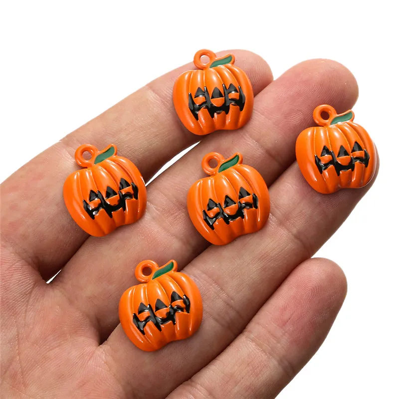 

10pcs/lot Pumpkin Halloween Charms Alloy Enamel Pendants DIY Necklace Keychain For Jewelry Making Accessories