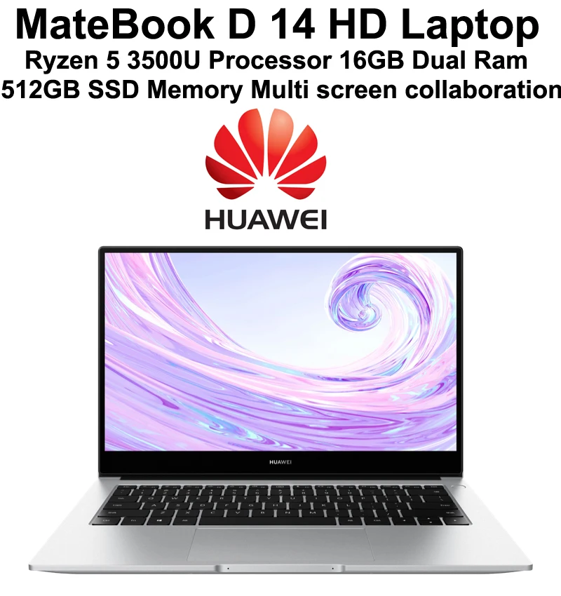 Ноутбук HUAWEI MateBook D 14 с процессором i7 или AMD Ryzen 5 3500U 3 7 ГГц 16 ГБ Ram 512 Win 10 новинка