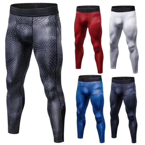

Men's Gym Compression Fitness Elastic Plain Pants Running Leggings Base Layer Sports Training Long Trousers Active Wear Bottoms