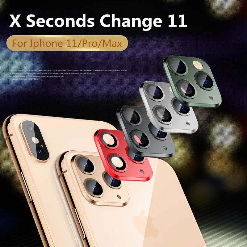 Camera Lens Cover Tempered Glass For iPhone X XS MAX Seconds Change 11 Pro Titanium Alloy Case Back | Мобильные телефоны и