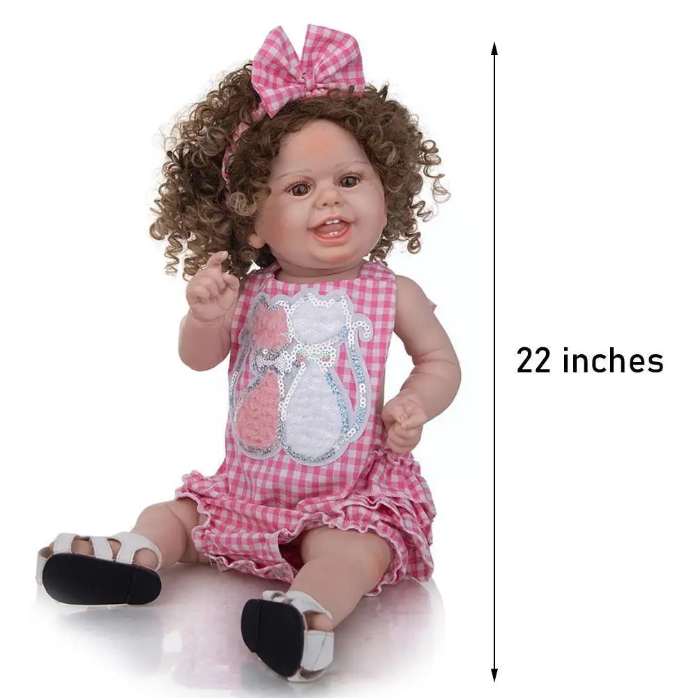 

Cute Smile Face 22 Inch Full Silicone Reborn Cute Baby Newborn Dolls Gifts For Children Toddler Toys Birthday 55cm S6G7