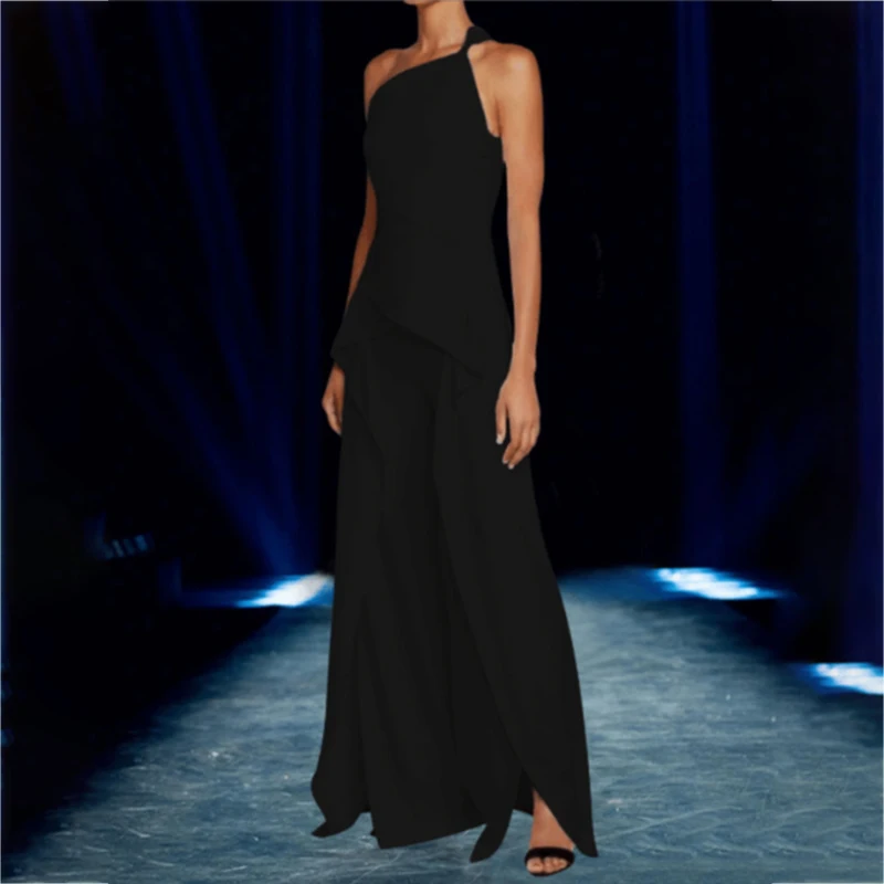 

Women's Elegant Solid Color Max Off The Shoulder Maxi Dress Backless Straps Slash Fashion Sexy Sleeveless Dresses Fall Winter