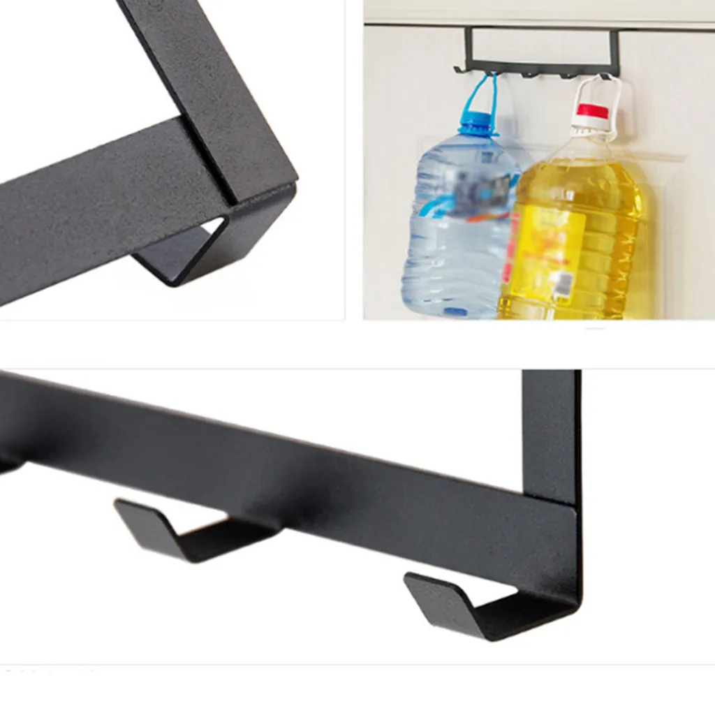 

5 Hooks Iron Organizer Rack Over The Door Bathroom Kitchen Space Saving Rack Home Clothes Coat Hat Towel Hanger Rack