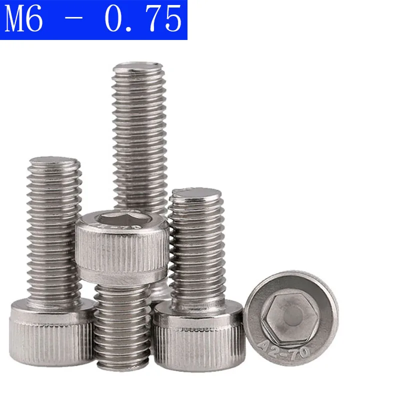 

M6-0,75 (6 мм) мелкая резьба 304 Нержавеющая сталь с внутренним шестигранником шапки метрические болты DIN 912