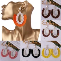bohemian tassel women simulated pearl fringe earring ear stud dangle jewelry