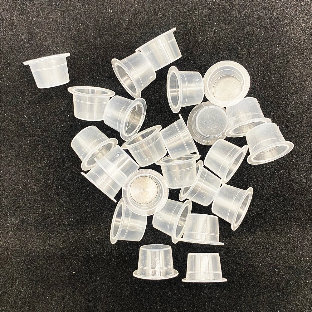 500 PCS Disposable White Tattoo Pigments Cups Caps Permanent Makeup Ink S/M Size 8/11MM Equipment Accessory | Красота и здоровье