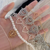 2021 cute woman necklace jeweler gothic retro disco jumping short hollow out big peach heart clavicle chain for women collar