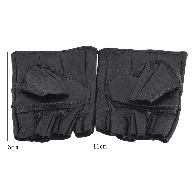

1Pair Fashion Boy Gloves Cool Hollow PU leather Biker Driving Gloves For Men Black Half Finger Gloves Fingerless Gloves Guantes