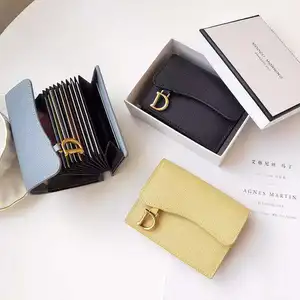 anti rfid blocking luxury classical women bag brand fashion sheepskin leather business card holder genuine leather credit card free global shipping