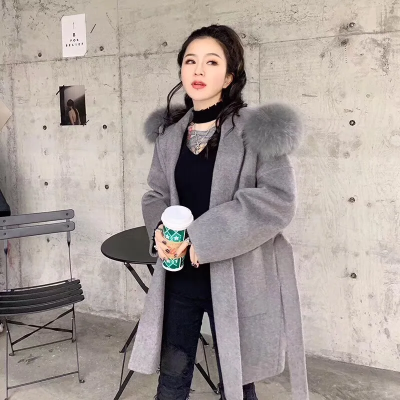 Женское кашемировое пальто средней длины с капюшоном|Женские пальто| |