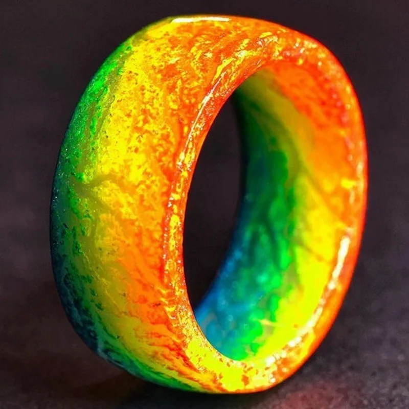 

Retro Colorful Luminous Rings For Women Men Necessary Accessories Personality Glow Finger Resin Ring Fashion Jewelry