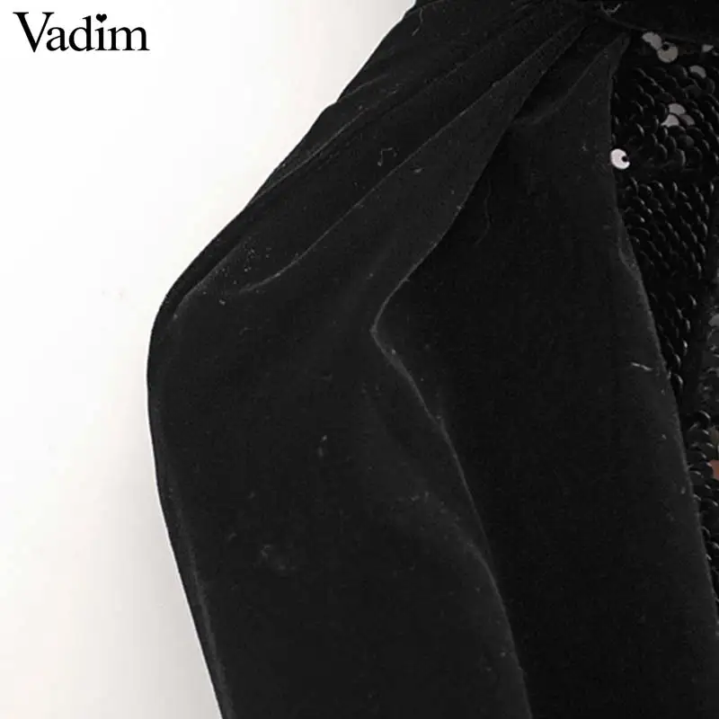 Vadim женское модное бархатное мини-платье с блестками в стиле пэчворк длинным