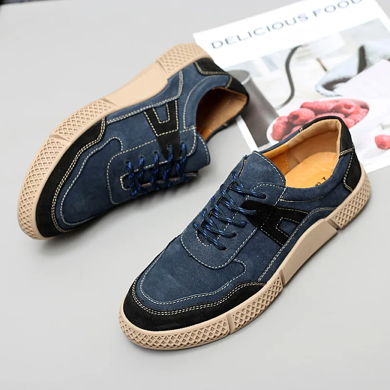 Мужская обувь Замшевые модные кожаные кроссовки Нескользящая дышащая Уличная