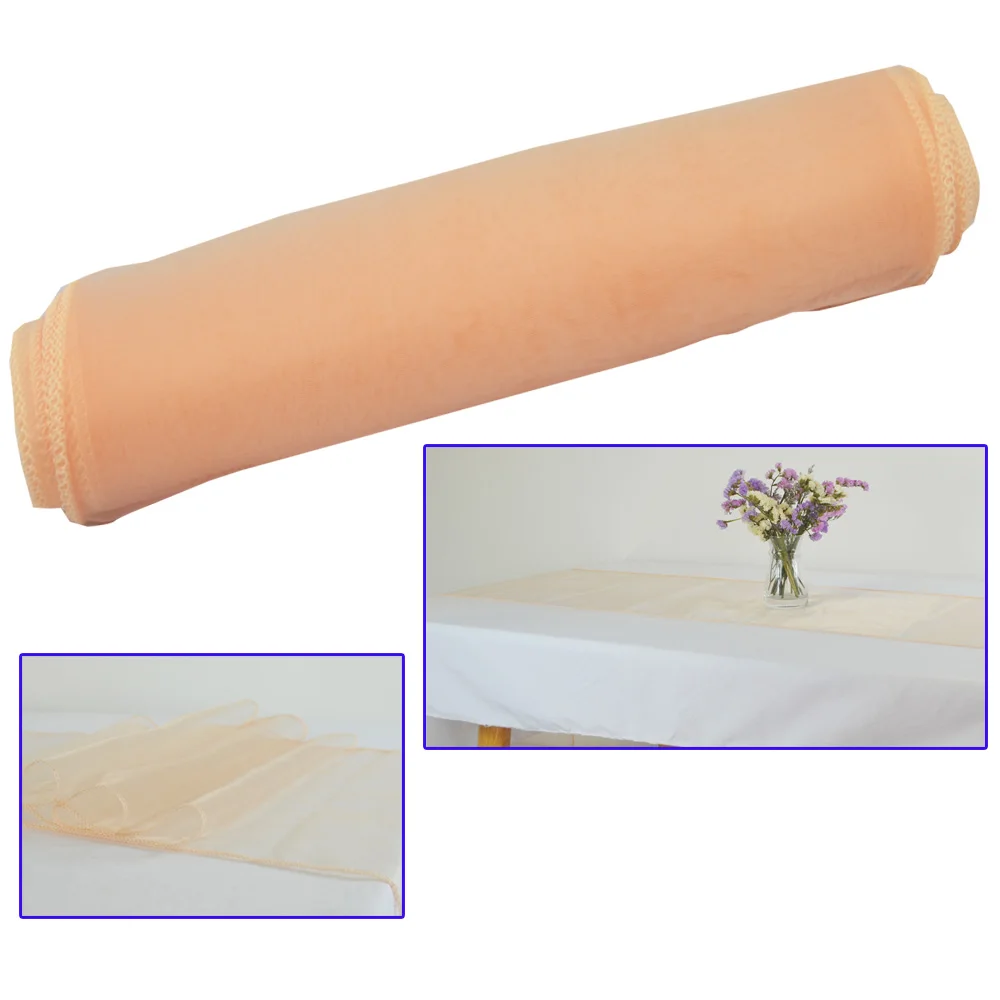 Organza Table Runner Bow Swag For Wedding Party Banquet Decoration Crystal Tulle Plum Sheer Gauze Element Runners |