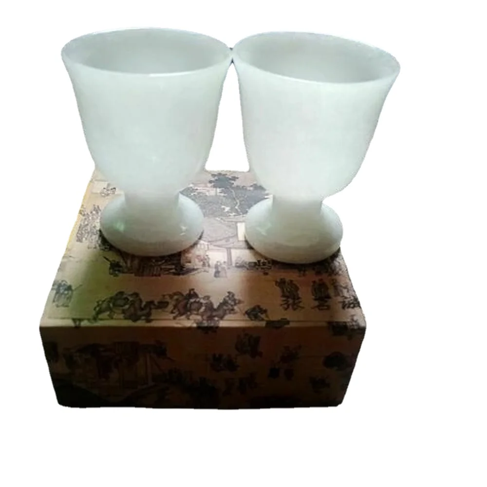 Китай ручная работа Нефритовая резьба натуральный белый нефритовый бокал для