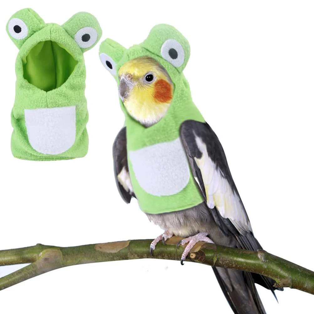 

Frog Shaped Birds Clothes Funny Parrots Costume Cosplay Winter Warm Hat Hooded Pet Accessories For Parakeet Cockatiel