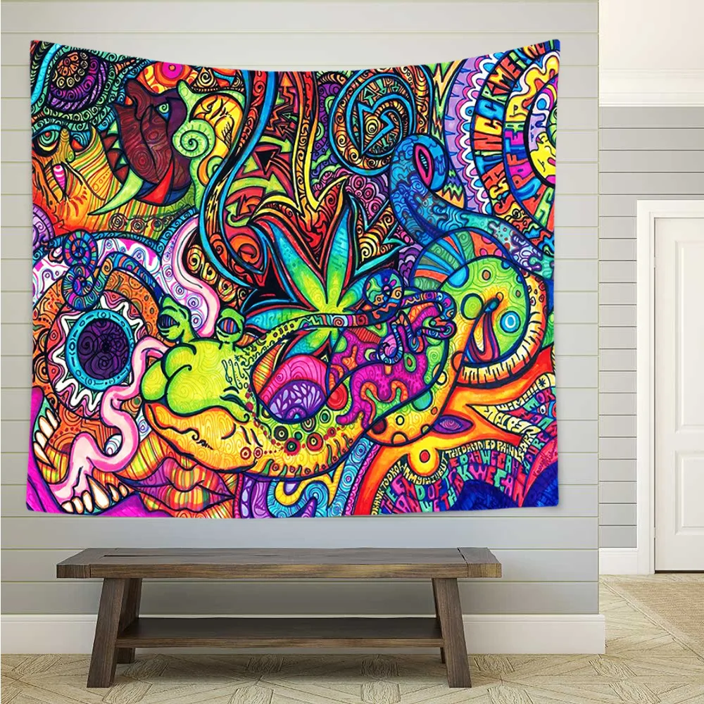 

Psychedelic Shrooms Tapestry Colorful Abstract Trippy Tapestry Wall Hanging Tapestries for Home Dorm Fantasy Decor