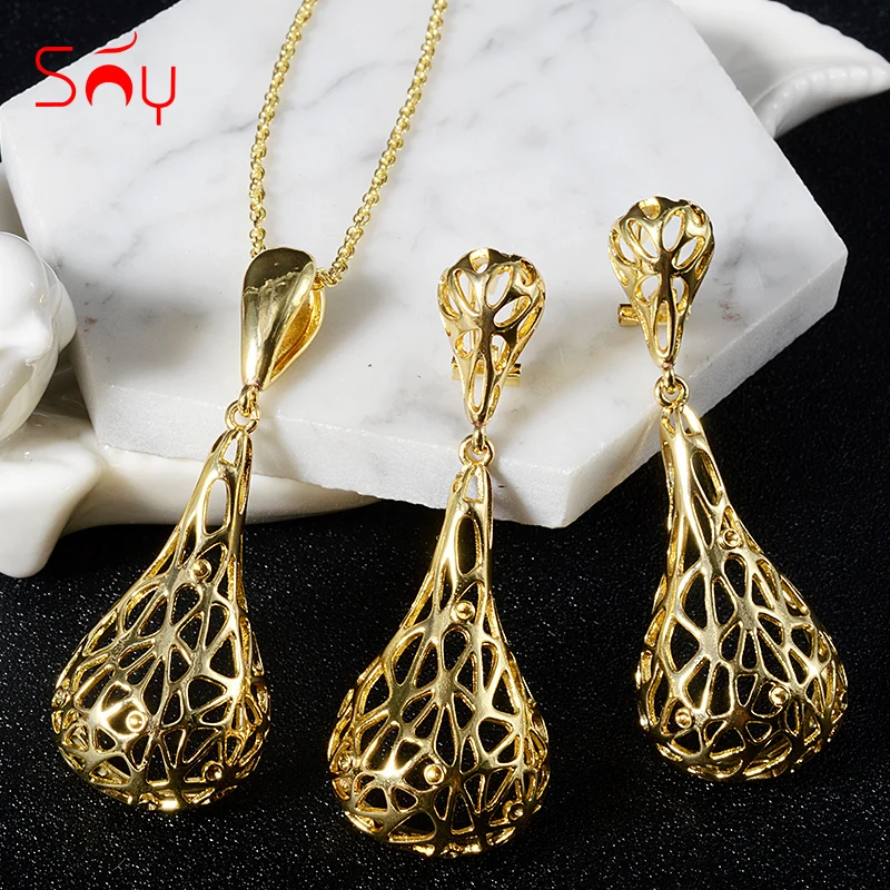Комплект ювелирных изделий Sunny Jewelry для женщин круглые серьги с подвеской и