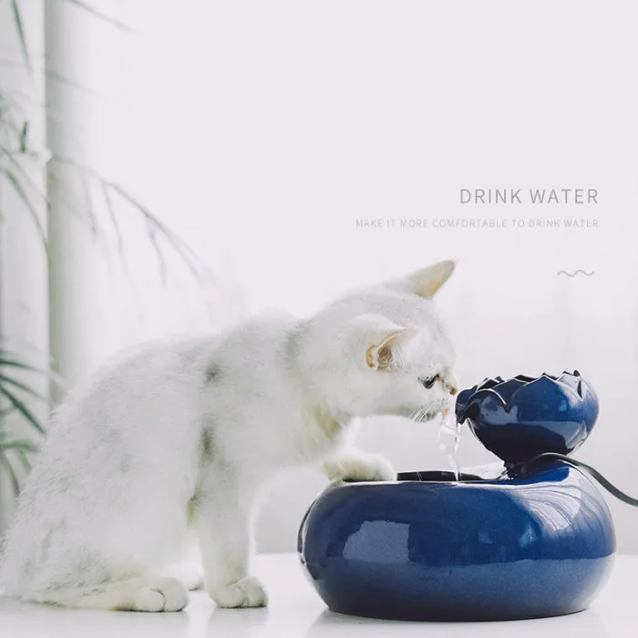Cat Ceramic Water Fountain Automatic Pet Drinking Fountain Quiet Electric Automatic Circulation System Water Dispenser P7Ding