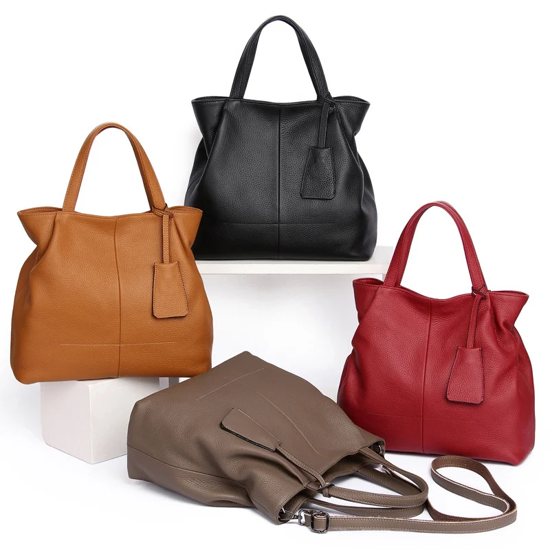 

Leather Ladies Genuine Hand Bags 2020 Cow Leather Luxury Handbags Women Bags Designer High Quality Totes Female Shoulder Bags