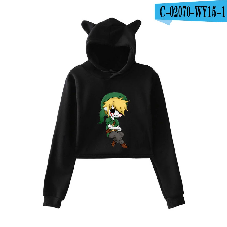 

Personality unique horror atmosphere of black humor creepypasta oversize hoodie cat ears Women Hoodie Sweatshirt Sexy clothes